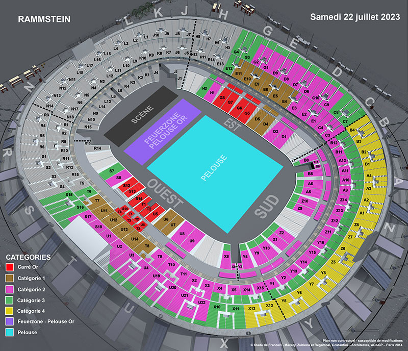 Les catégories du concert de Rammstein au Stade de France